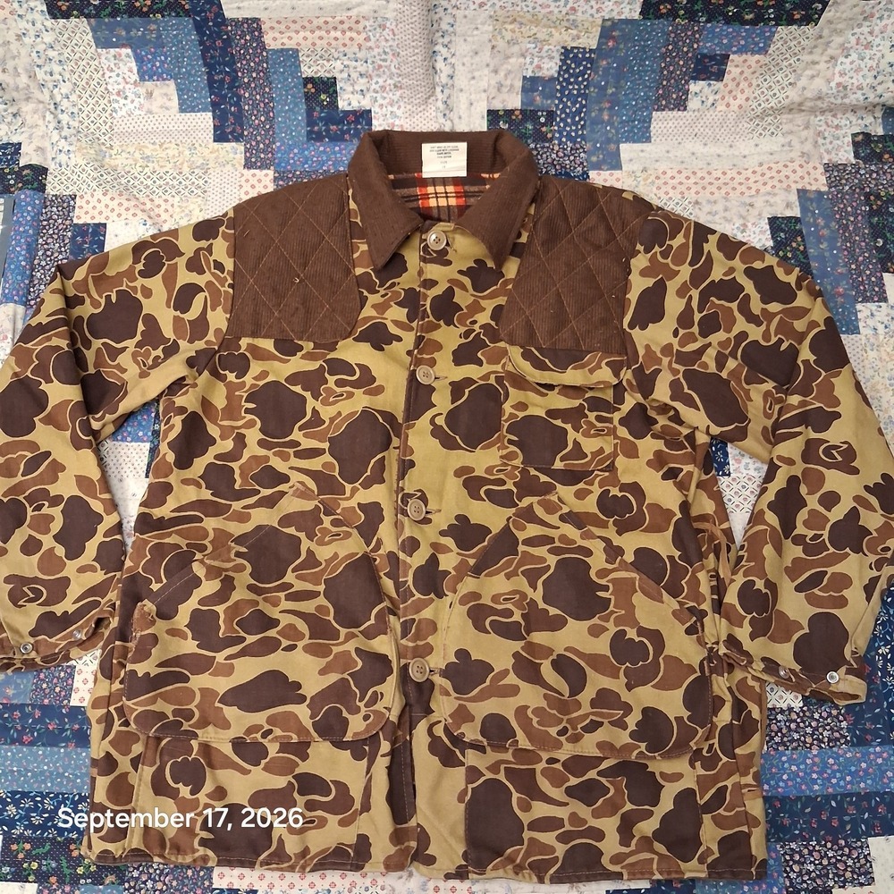70s True Vintage Black Sheep Duck Camo Hunting Jacket Mens LG Frog Skin